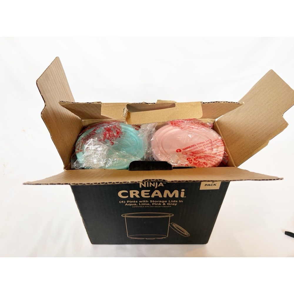 Ninja Creami Pints 4 Pints With Storage Lids Aqua Lime Pink Gray Brand New